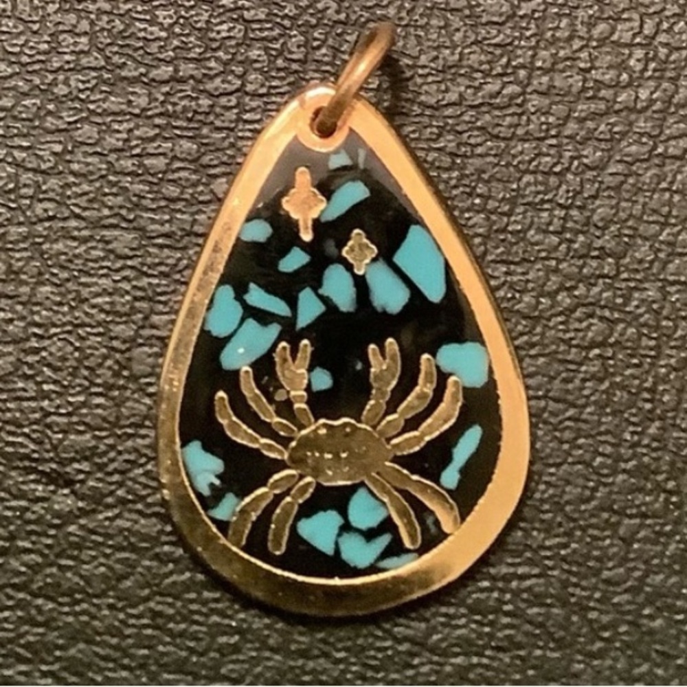 Cancer zodiac teardrop pendant charm NEW vintage turquoise